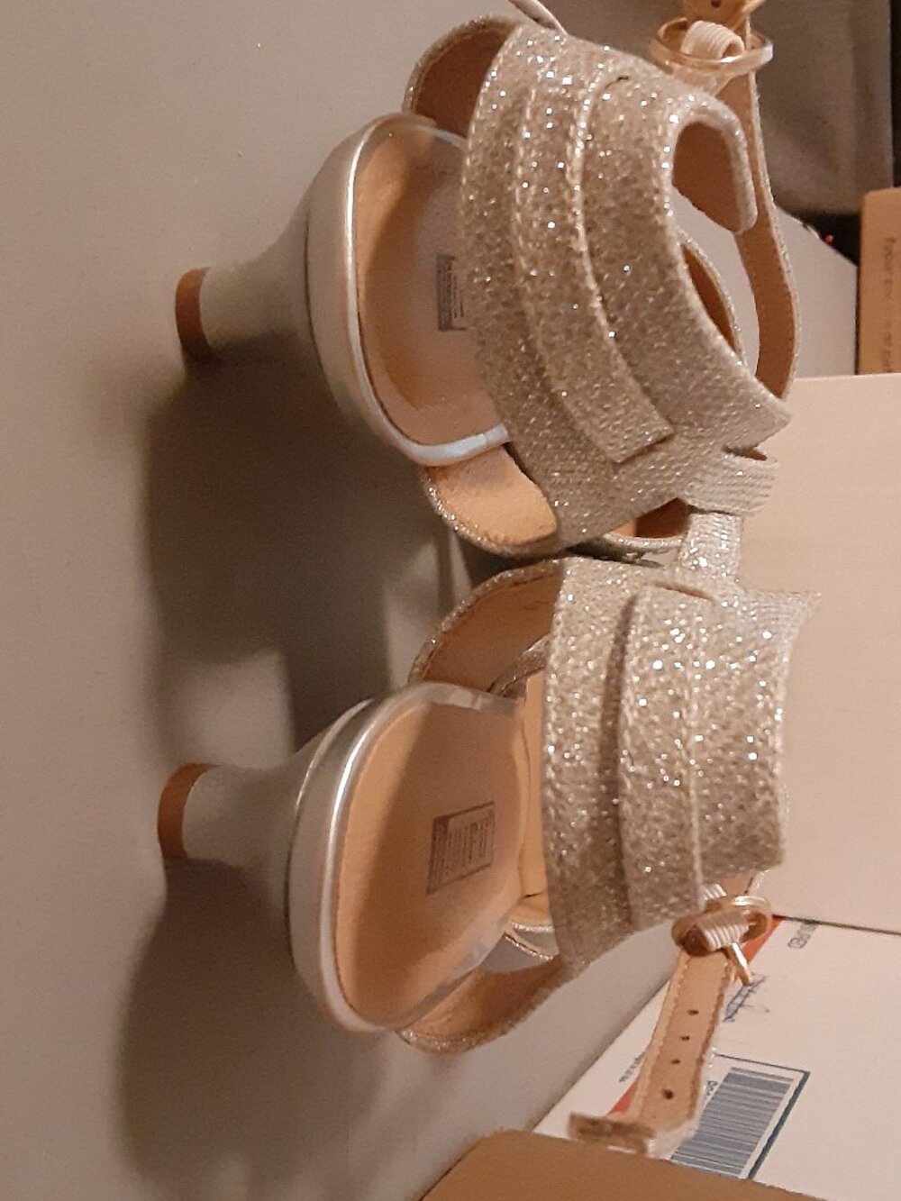 Sparkly Sparkling Shoes in Silvery Gray Sling-Back Shoe Sandals * New * 10 - Picture 4 of 10